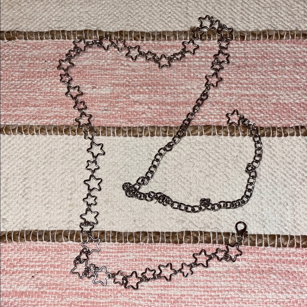 Y2K Silver Star Chain Belt
